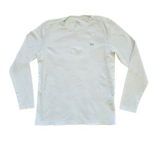 Lacoste White Cotton Thermal Long Sleeve T Shirt